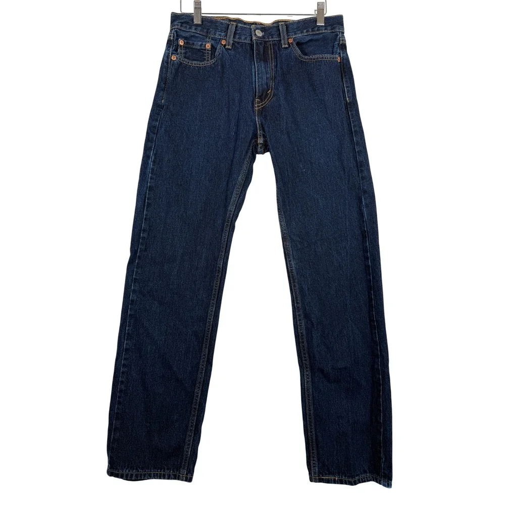 Levis 505 Regular Fit Classic Jeans Men 30x29 Dark Wash Straight Leg Denim Chore
